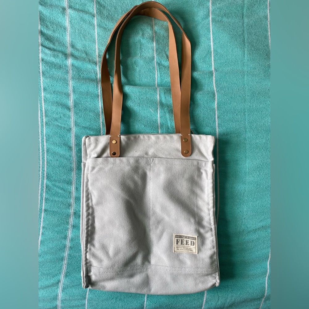 New. FEED Canvas Market Tote (Causebox Exclusive) Light Blue